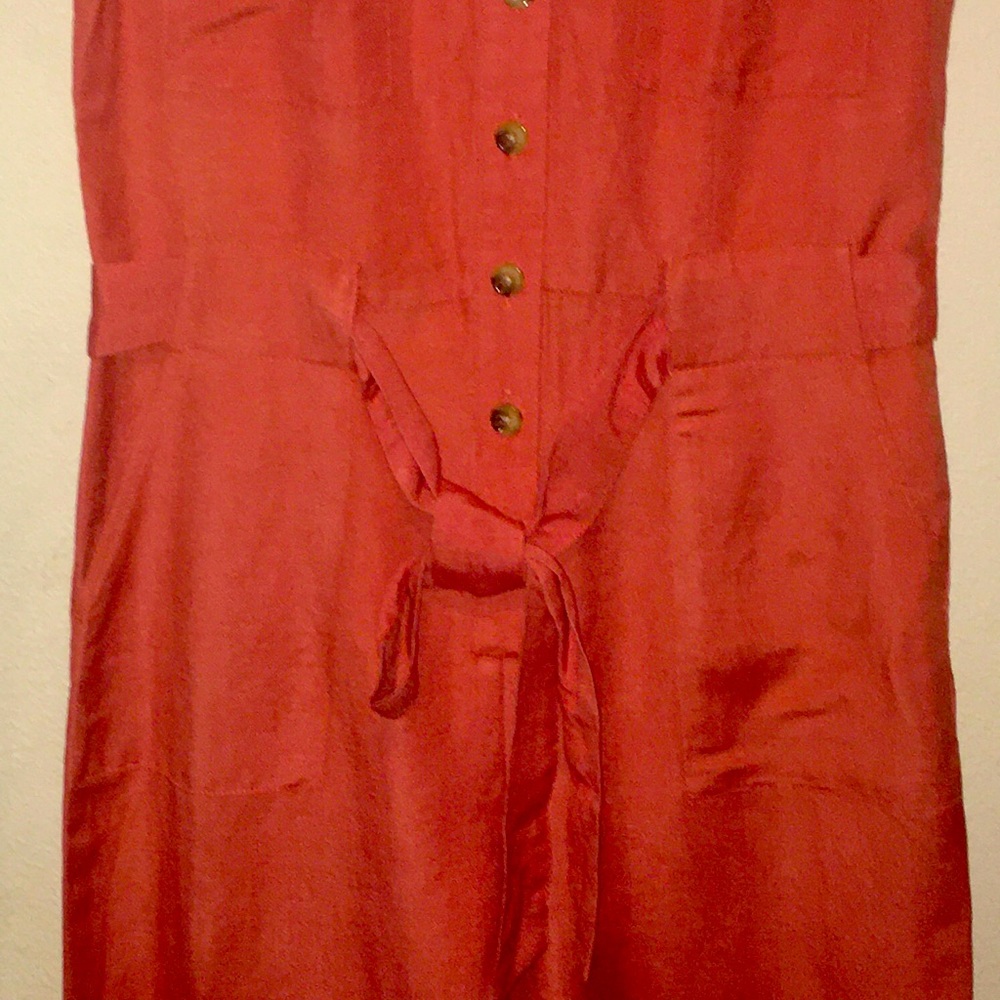 Jumpsuit brick red with pockets sleeveless